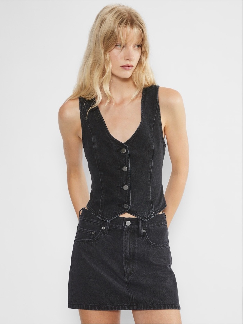 Aritzia Black Denim Vest